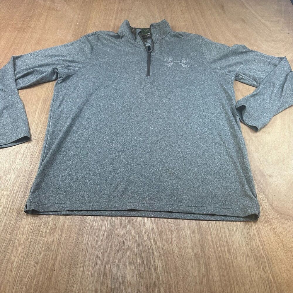 Under Armour HeatGear 1/4 Zip Pullover LG Gray Camo Lined Antler Logo